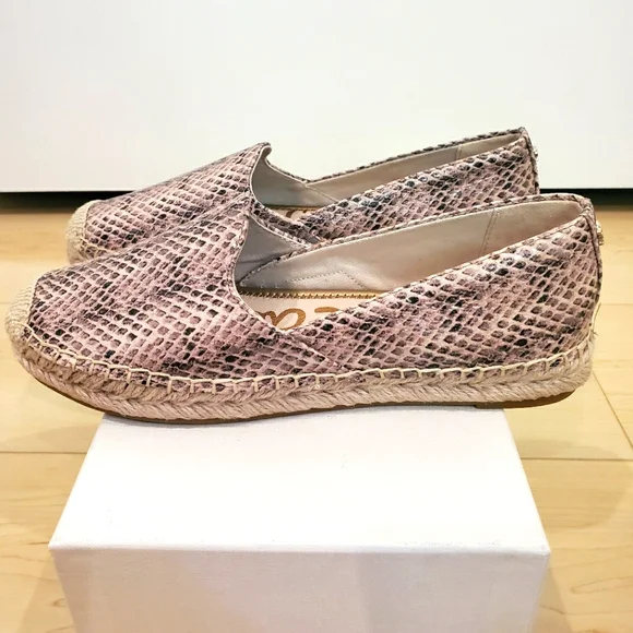 🎀SAM EDELMAN Pink Khloe Snake-effect Leather Espadrille Slip-on - Picture 2 of 4
